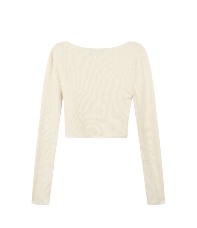 Alix the Label Fake wrap cropped top cream – Lichte top, ideaal voor layering