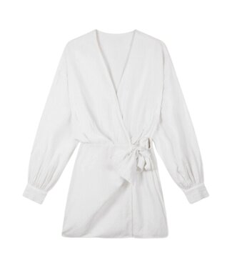 Alix the Label Woven linen look wrap dress soft white