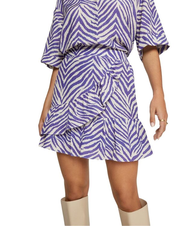 Alix the Label Woven zebra faux wrap skirt purple – Playful skirt with ruffles