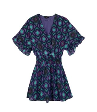 Alix the Label Woven ikat fake wrap dress blue purple