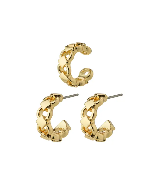 Pilgrim DESIREE recycled hoop and cuff earrings gold-plated