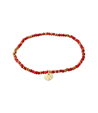 Pilgrim INDIE bracelet red, gold-plated