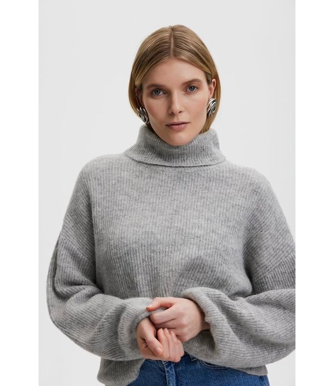 Gestuz Alpha ls rollneck light grey melange