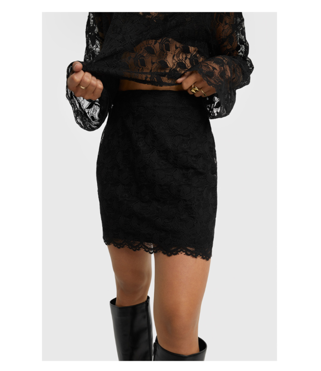 Alix the Label Lace mini skirt black – Playful skirt with ruffles