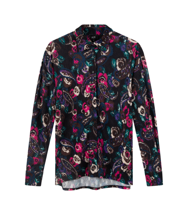 Alix the Label Paisley flower oversized blouse multi colour – Trendy blouse met ei