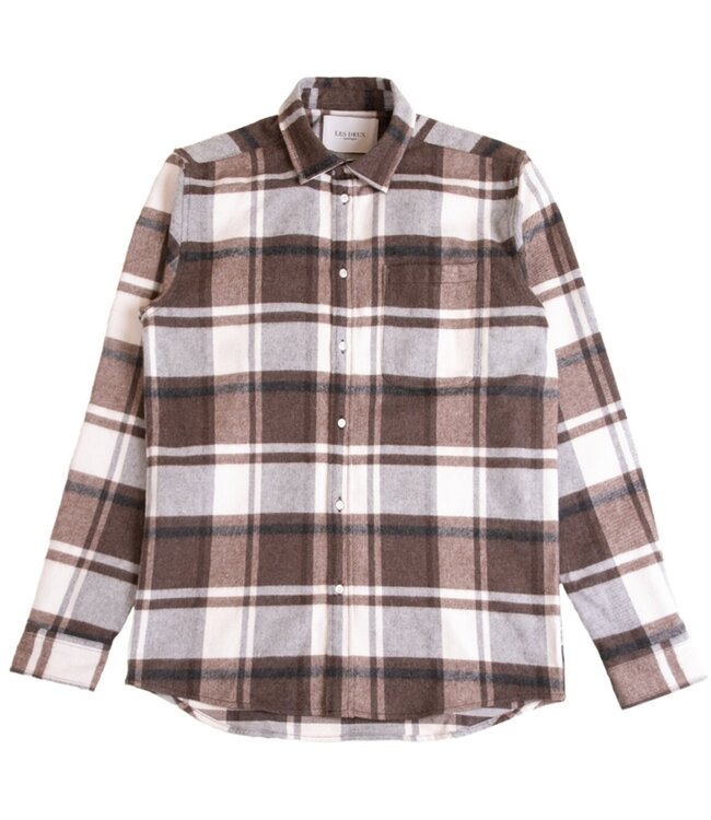 Les Deux Jeremy Flannel Shirt Dusty Teak/Ivory