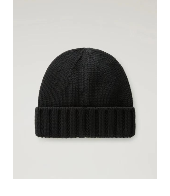 Woolrich Merino wool logo beanie black