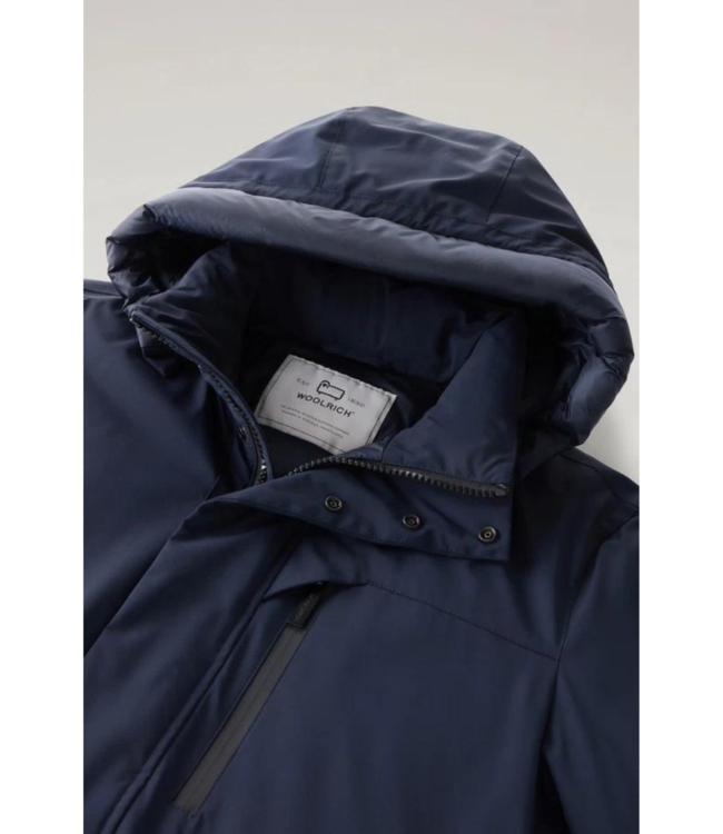 Woolrich Woolrich Mountain Stretch Parka Melton Blue – Waterproof Down Jacket