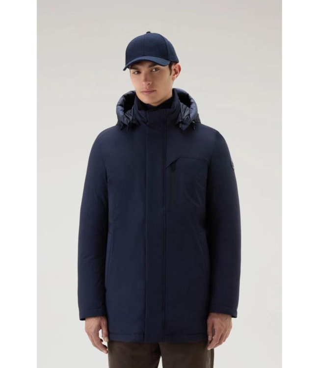 Woolrich Mountain stretch parka melton blue