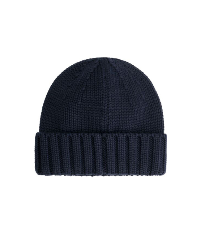 Woolrich Merino wool logo beanie melton blue
