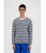 Olaf Stripe sans l/s tee white blue M990103-WHITE