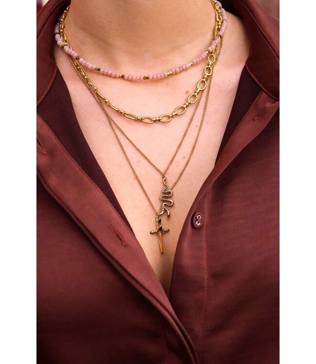 Label Kiki Silly snake necklace gold KSK1341-GOLD