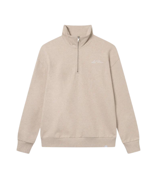 Les Deux Crew half-zip sweatshirt light sand melange/white