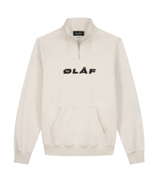 Olaf Italic zip mock ecru heather