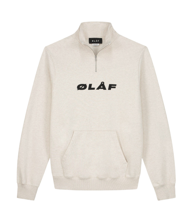 Olaf Olaf Italic zip mock ecru heather M990202-ECRU