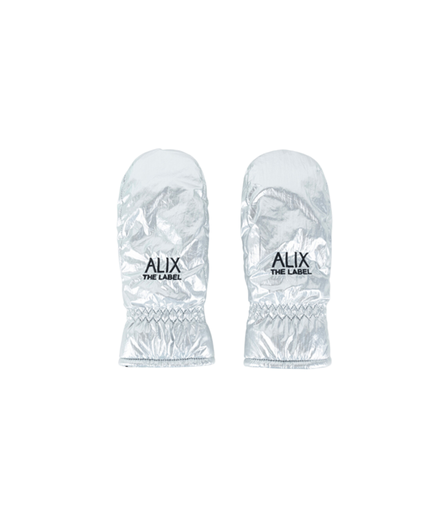 Alix the Label Woven metallic mittens silver