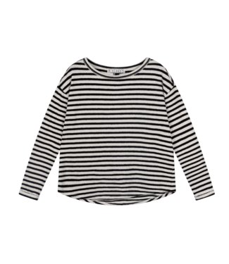 10Days Longsleeve tee linen stripes ecru/black