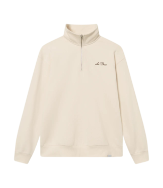 Les Deux Crew half-zip sweatshirt light ivory/walnut