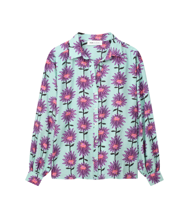 POM Amsterdam blouse  violet flower aqua multi colour