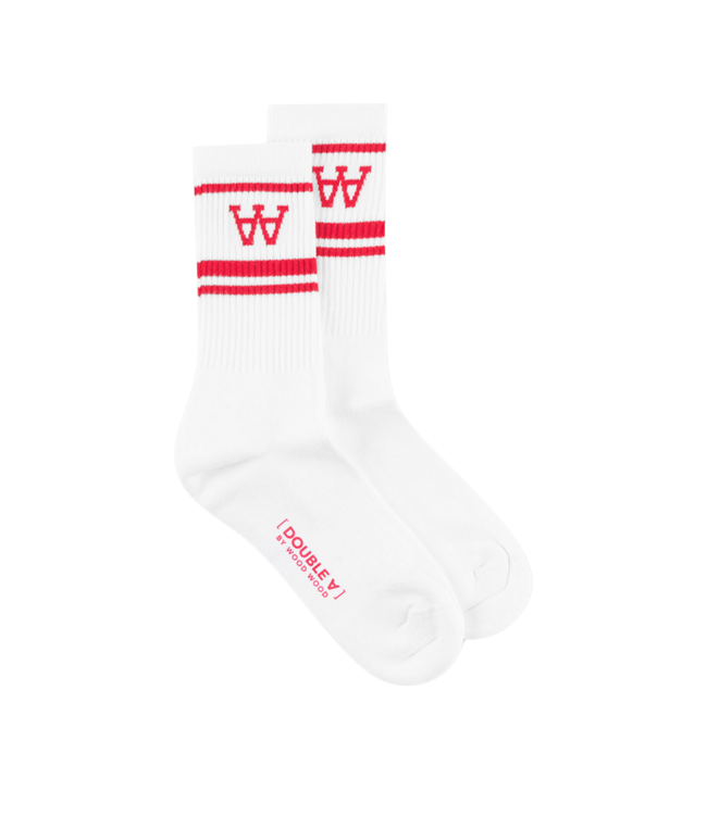 Wood Wood Con 2-pack socks white red 10009201-9517-0029