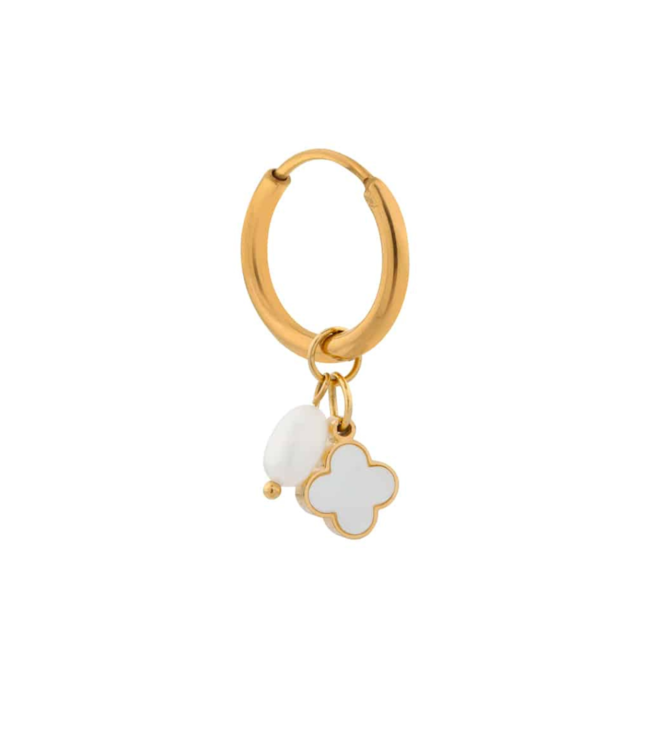 Label Kiki White clover hoop gold KSH1981-GOLD