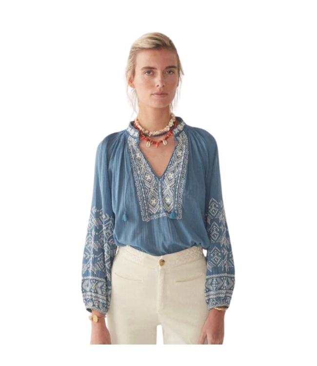 Maison Hotel Corsica sandrine blouse french blue CORSICA-BLUE