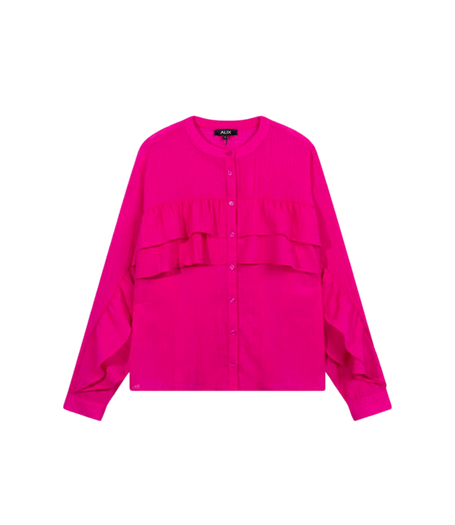 Alix the Label Structured chiffon ruffle blouse magenta pink 2403946579-320