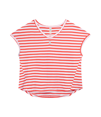 10Days Tee stripes white/poppy red