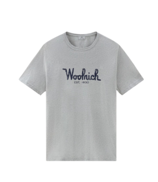 Woolrich Embroidered logo tee light grey melange