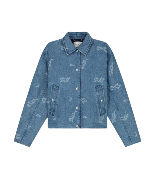 Olaf Wavy aop denim coach jacket light rinse W160506-RINSE