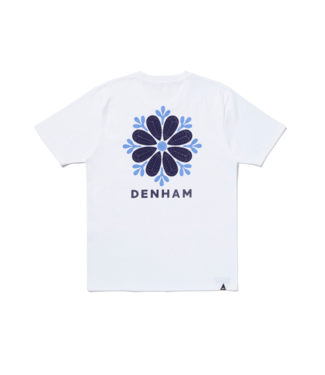 Denham Sashiko indigo reg tee white