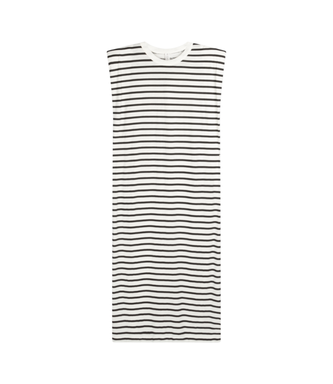 10Days Padded tee dress stripes ecru/black 20-360-4202-3006