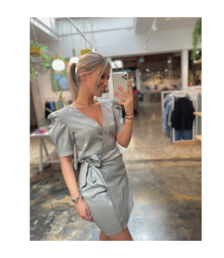 Alix the Label Lurex wrap dress silver