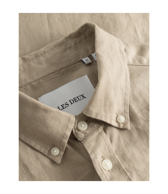 Les Deux Kristian linen bd shirt dark sand LDM410150-810810