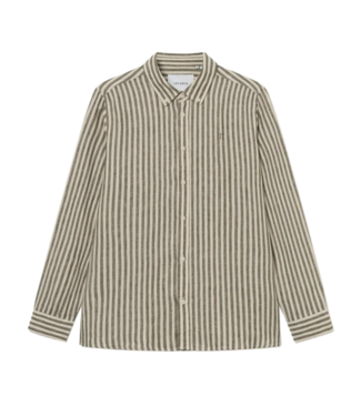 Les Deux kristian linen b.d. shirt olive night/ivory