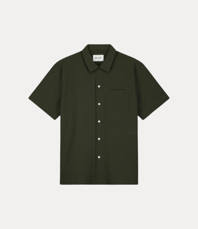 Olaf Olaf seersucker shirt ss dk green M170303-DK GREEN