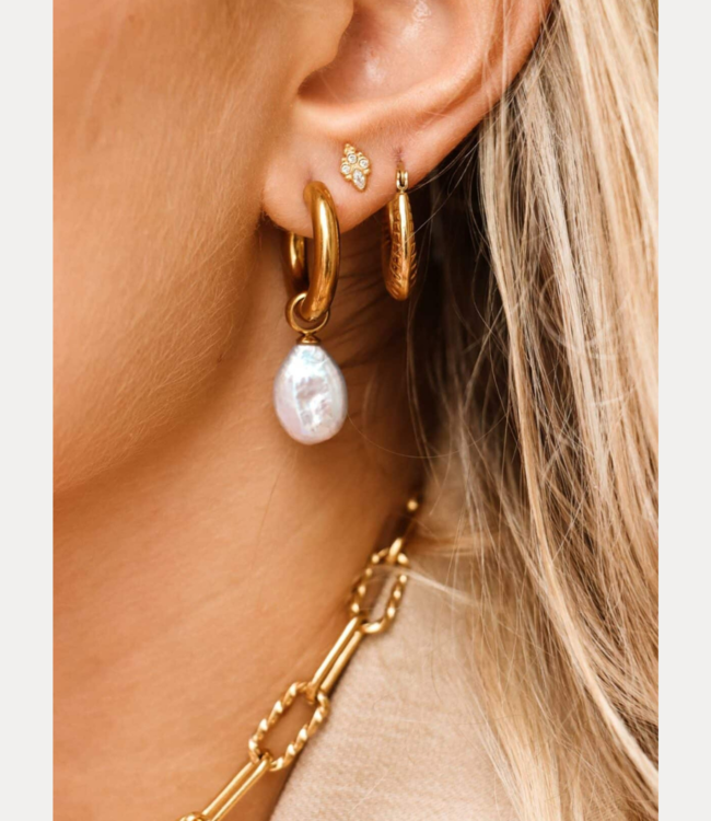 Label Kiki Big pearl hoop gold KEX0241-GOLD