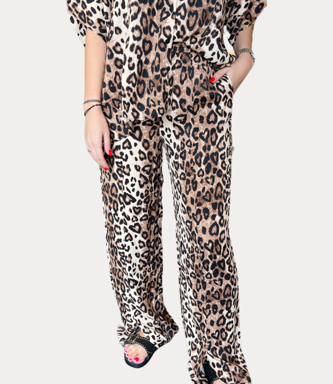 Alix the Label Twill leopard pant animal – Modern pants with sleek fit