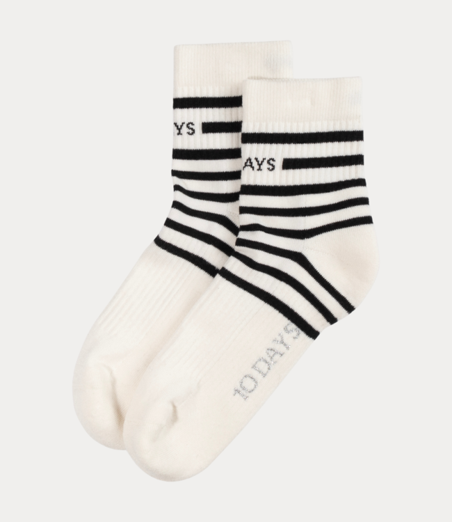 10Days socks stripes ecru/black 20-932-4203-3006