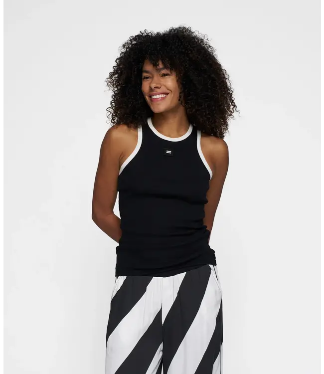 10Days Tank top rib contrast black 20-468-5201-1012