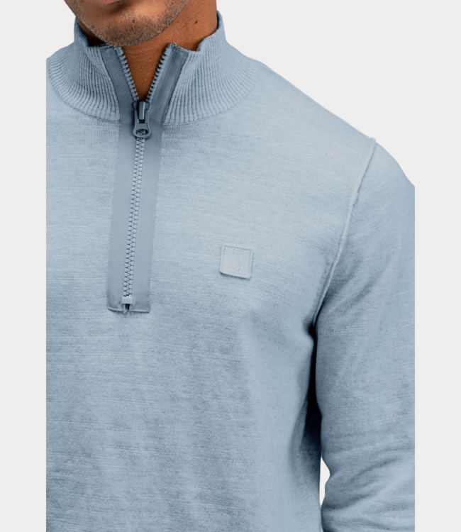 Butcher of Blue Lt Clifden Half Zip Lagoon Blue