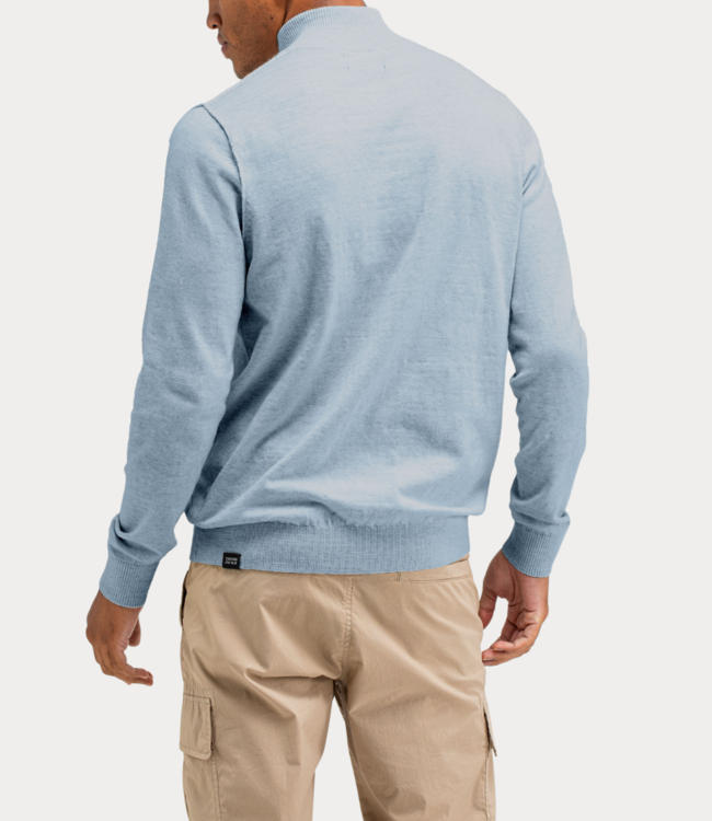 Butcher of Blue Lt Clifden Half Zip Lagoon Blue