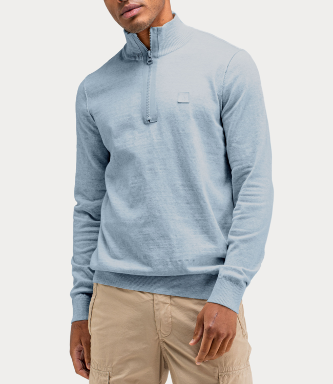 Butcher of Blue Lt Clifden Half Zip Lagoon Blue