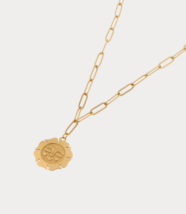 Label Kiki Smiling sun necklace gold KSK1841-GOLD