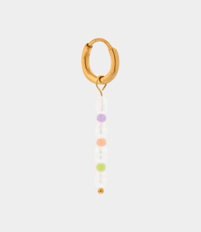 Label Kiki Colorful pearl hoop gold KSH2741-GOLD