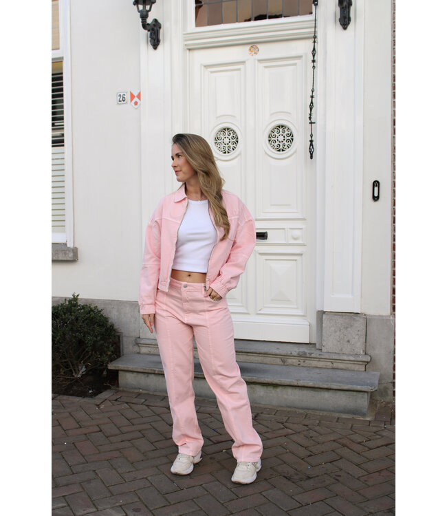 Alix the Label Linen look pant bubblegum pink – Modern pants with sleek