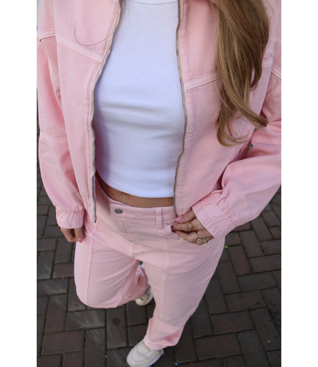 Alix the Label Linen look broek bubblegum pink – Moderne broek met strak