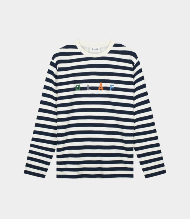 Olaf Stripe sans l/s tee white blue M990103-WHITE