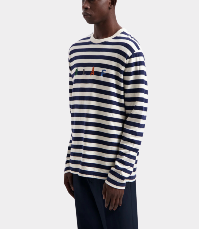 Olaf Stripe sans l/s tee white blue M990103-WHITE