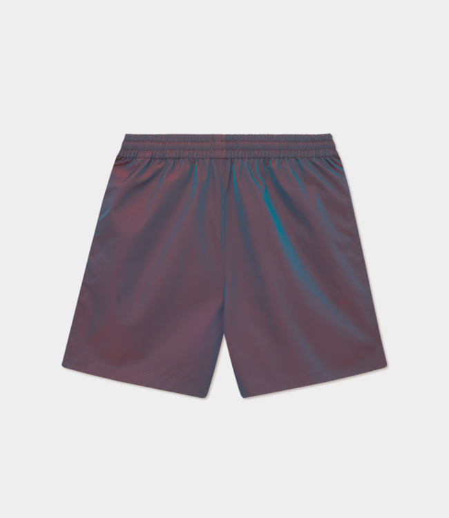 Les Deux smith shiny tech shorts oil green 1000130-517